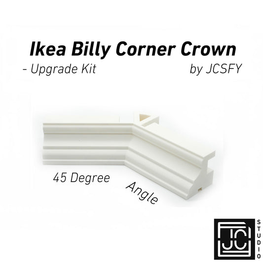 45 Degree Crown Molding Corner Upgrade | Works with JCSFY IKEA Billy Crown Molding | Add Corner Fitment to Top Trim Kit | Shelf Alignment