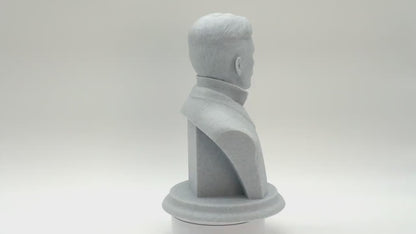 Nikola Tesla Sculpture – Electric Inventor Bust with Dry Brush Finish, Eco Friendly PLA Art