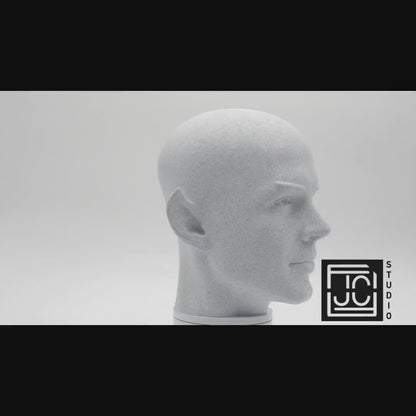 Bald Spock Bust – Minimalist Vulcan Sculpture | 3D Printed Sci-Fi Statue for Office & Library Decor